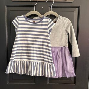 Tea Collection Striped Blue and Gray Dress Set